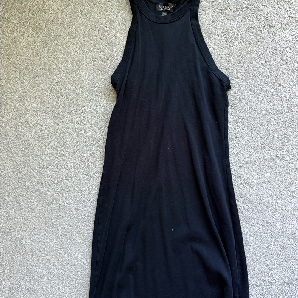Topshop Black Ribbed Tank Dress